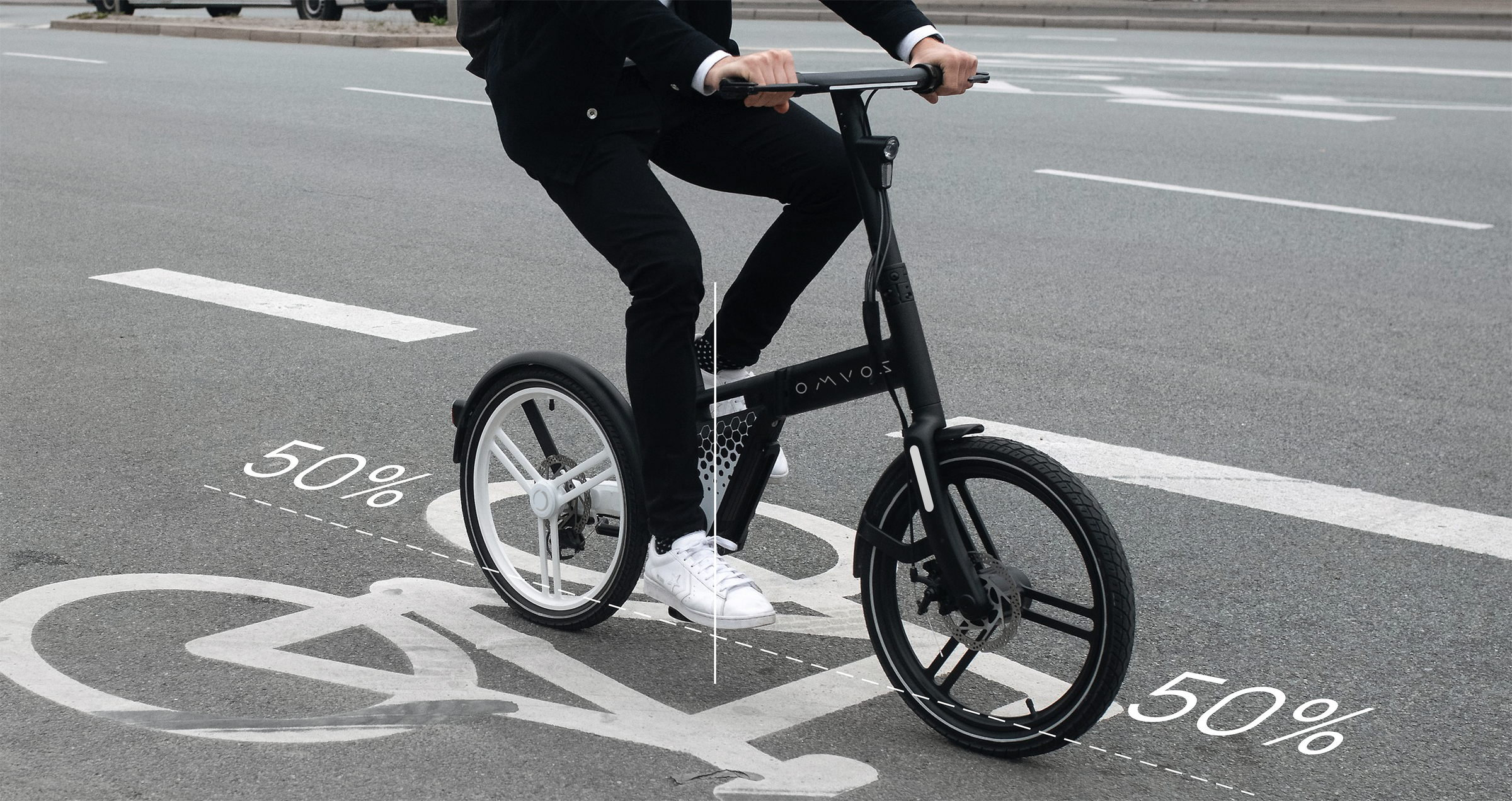 OMVOS Hyphen Folding E-bike 50/50 weight balance 電動摺疊輔助自行車前後配重
